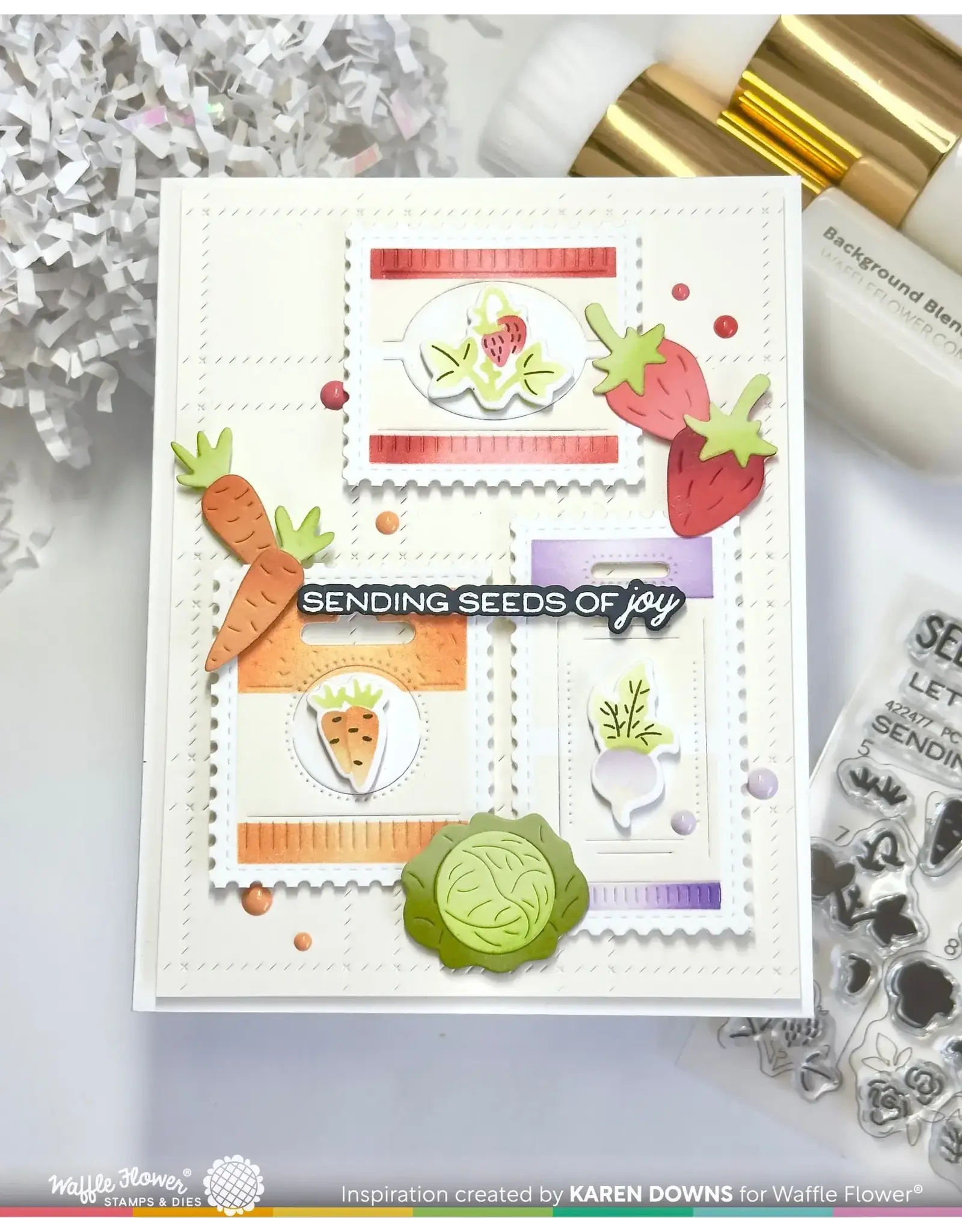 WAFFLE FLOWER WAFFLE FLOWER POSTAGE COLLAGE SEEDS DETAILS MATCHING DIE SET