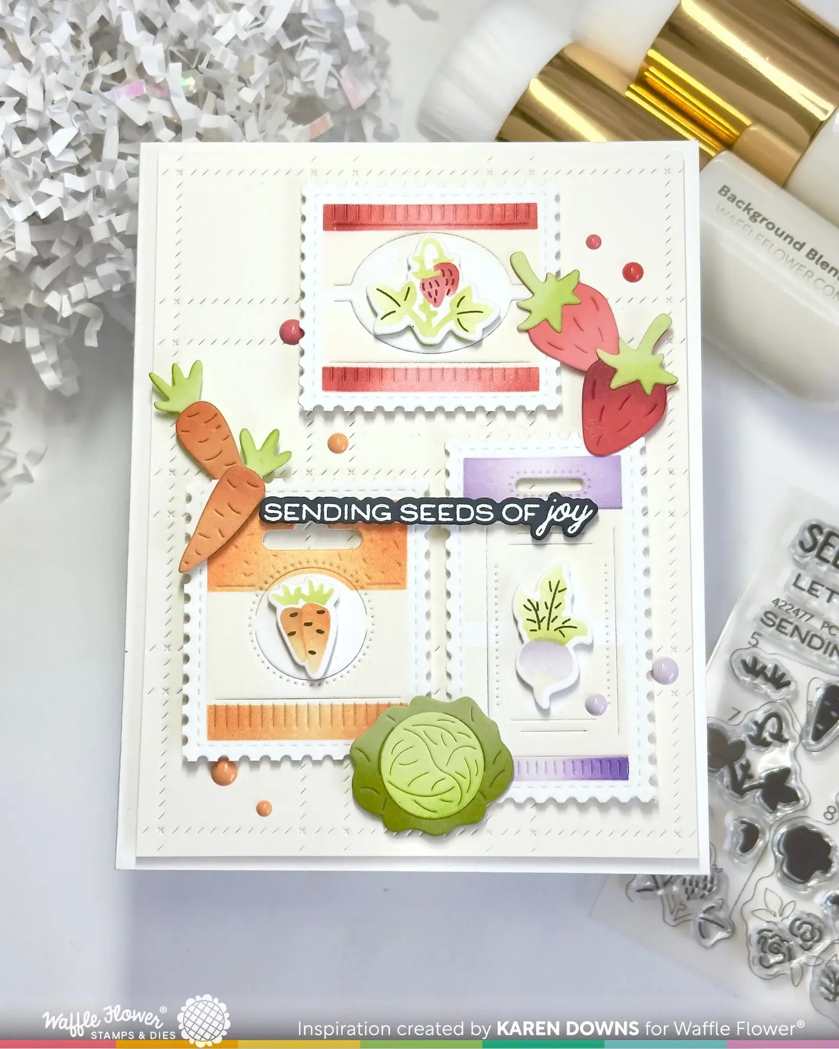 WAFFLE FLOWER WAFFLE FLOWER POSTAGE COLLAGE SEEDS DETAILS MATCHING DIE SET