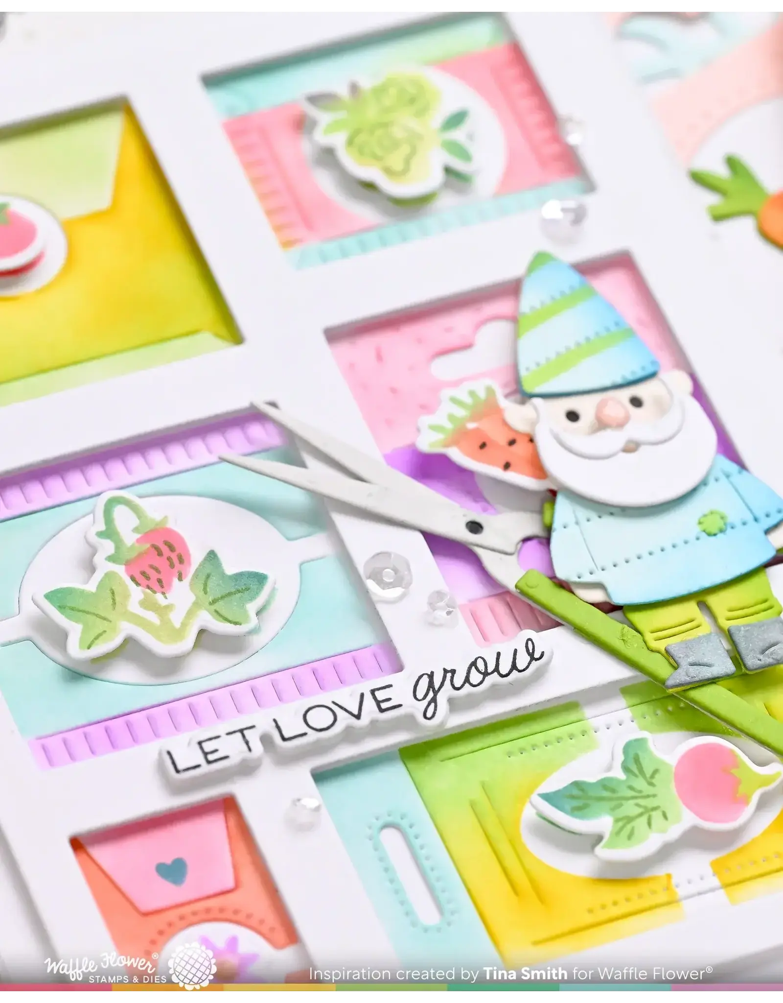 WAFFLE FLOWER WAFFLE FLOWER POSTAGE COLLAGE SEEDS DETAILS MATCHING DIE SET