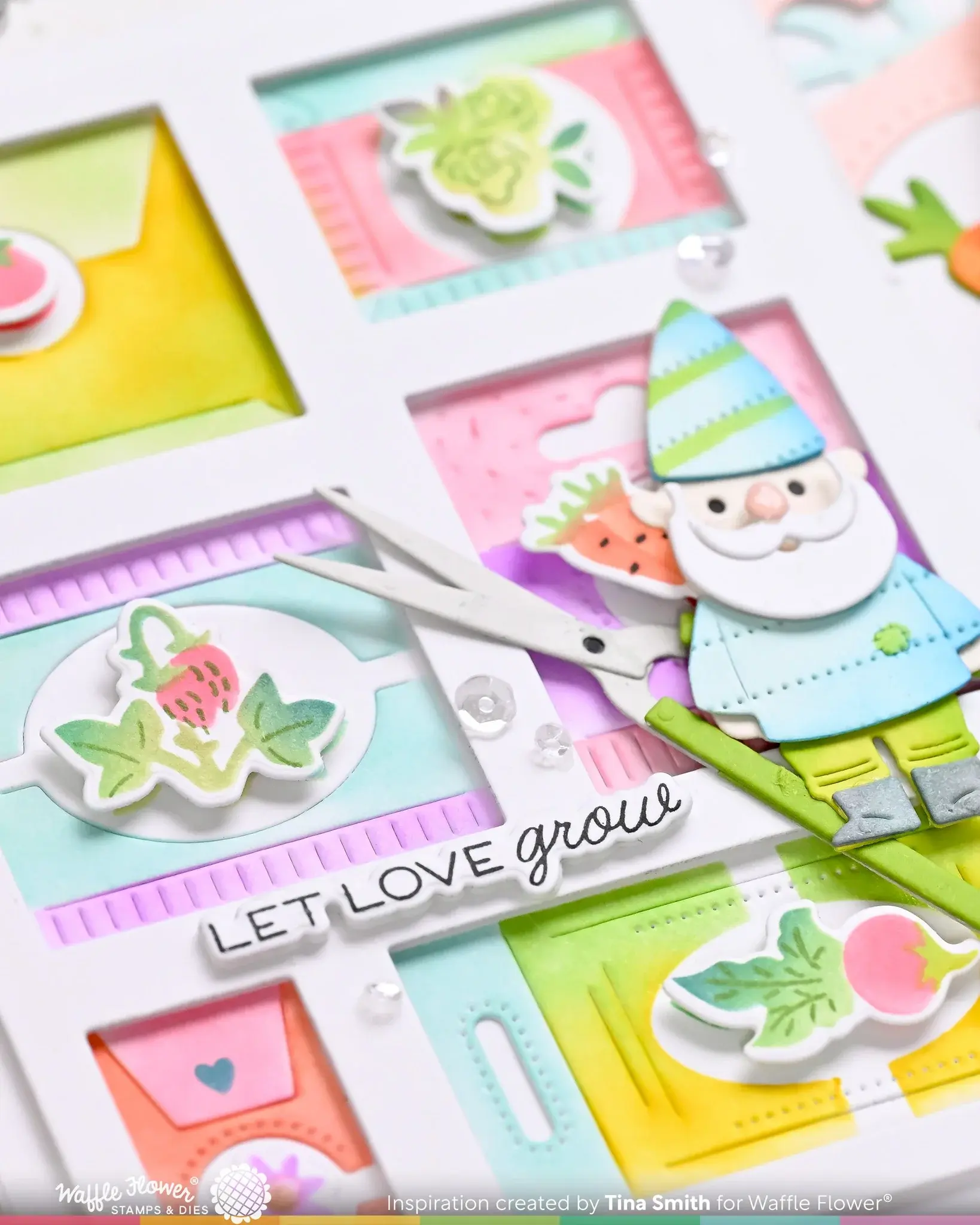 WAFFLE FLOWER WAFFLE FLOWER POSTAGE COLLAGE SEEDS DETAILS MATCHING DIE SET