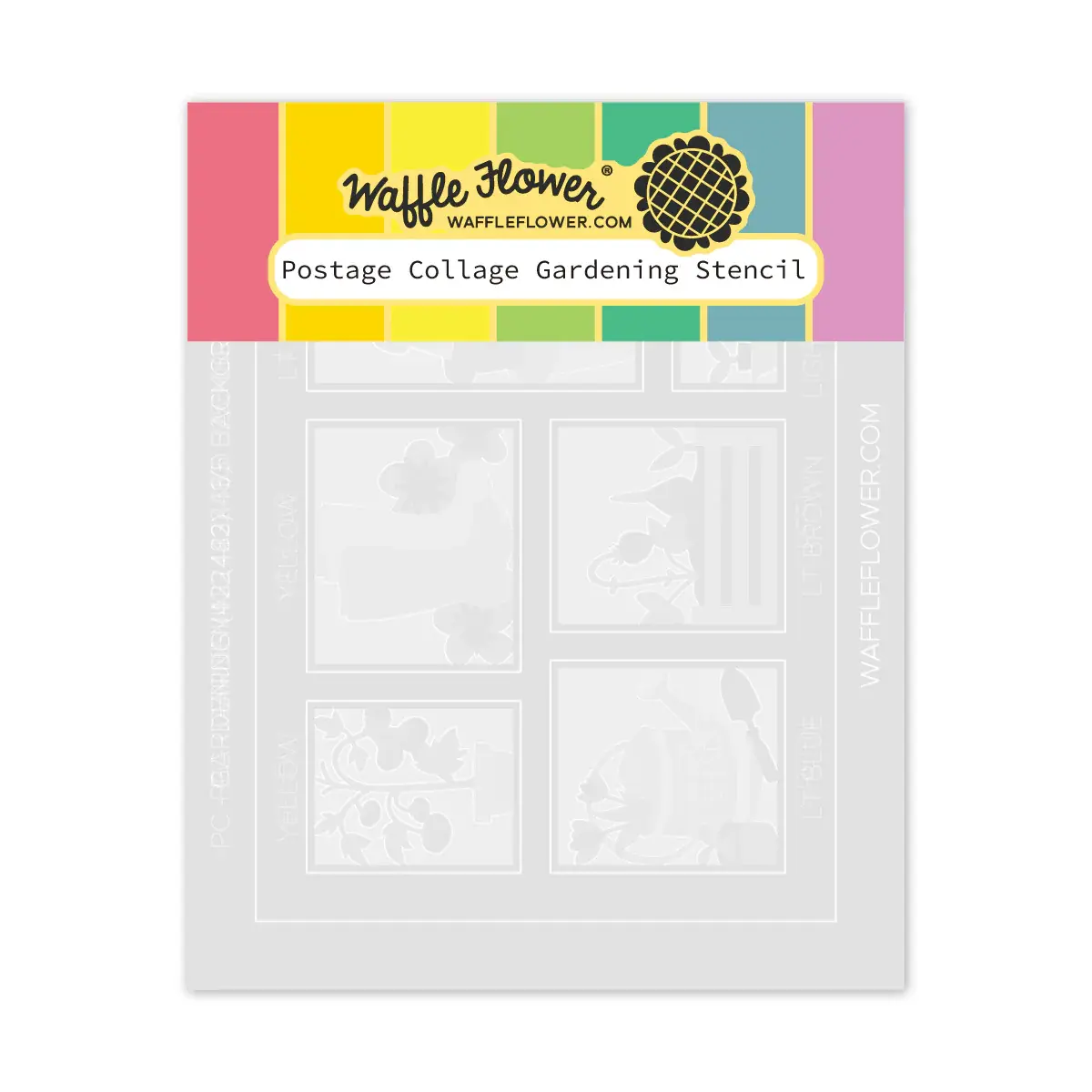 WAFFLE FLOWER WAFFLE FLOWER POSTAGE COLLAGE GARDENING STENCIL SET