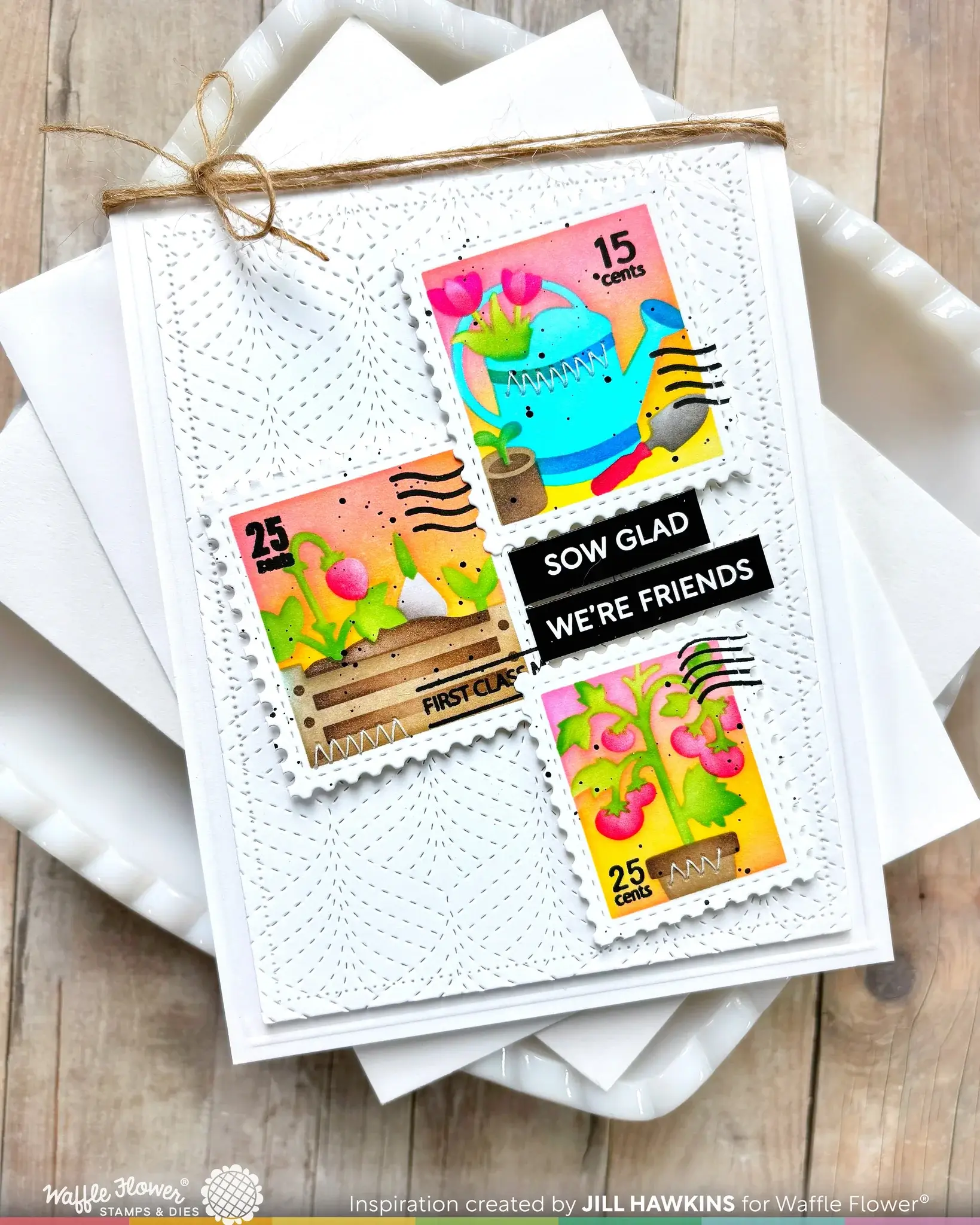 WAFFLE FLOWER WAFFLE FLOWER POSTAGE COLLAGE GARDENING STENCIL SET