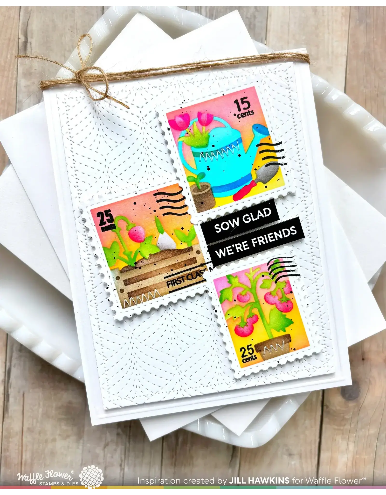 WAFFLE FLOWER WAFFLE FLOWER POSTAGE COLLAGE GARDENING STENCIL SET