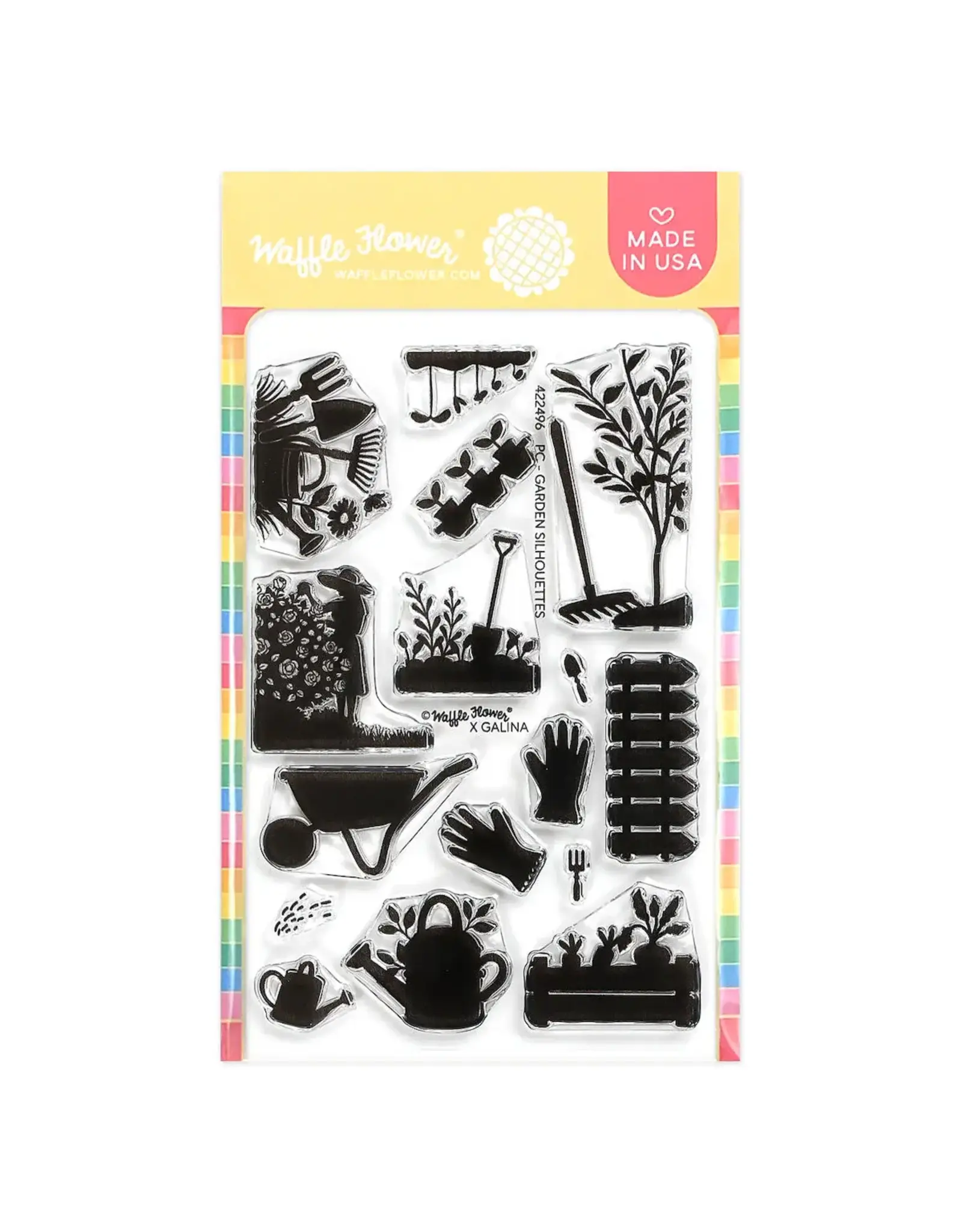 WAFFLE FLOWER WAFFLE FLOWER POSTAGE COLLAGE GARDEN SILHOUETTES CLEAR STAMP SET