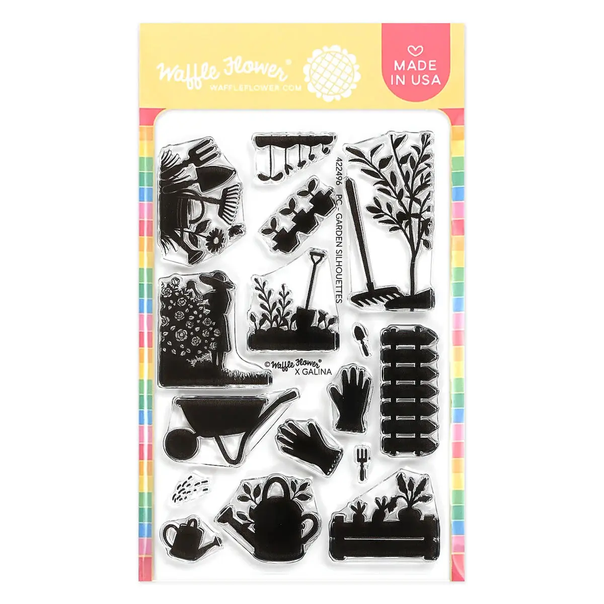 WAFFLE FLOWER WAFFLE FLOWER POSTAGE COLLAGE GARDEN SILHOUETTES CLEAR STAMP SET