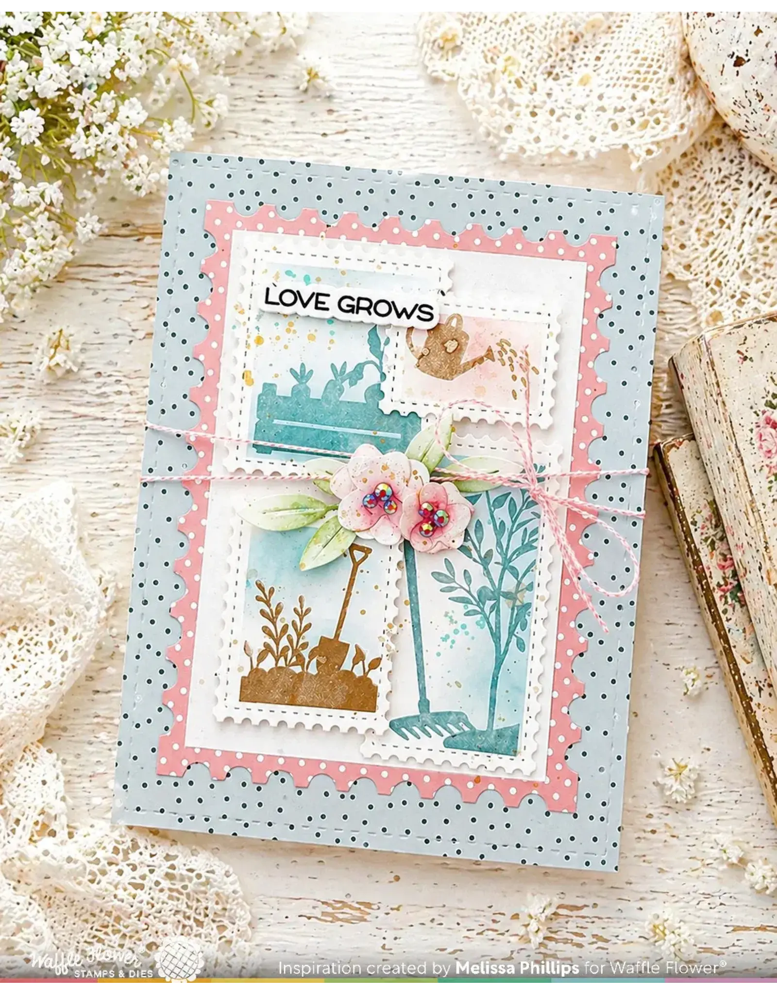 WAFFLE FLOWER WAFFLE FLOWER POSTAGE COLLAGE GARDEN SILHOUETTES CLEAR STAMP SET