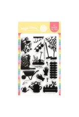 WAFFLE FLOWER WAFFLE FLOWER POSTAGE COLLAGE GARDEN SILHOUETTES CLEAR STAMP SET