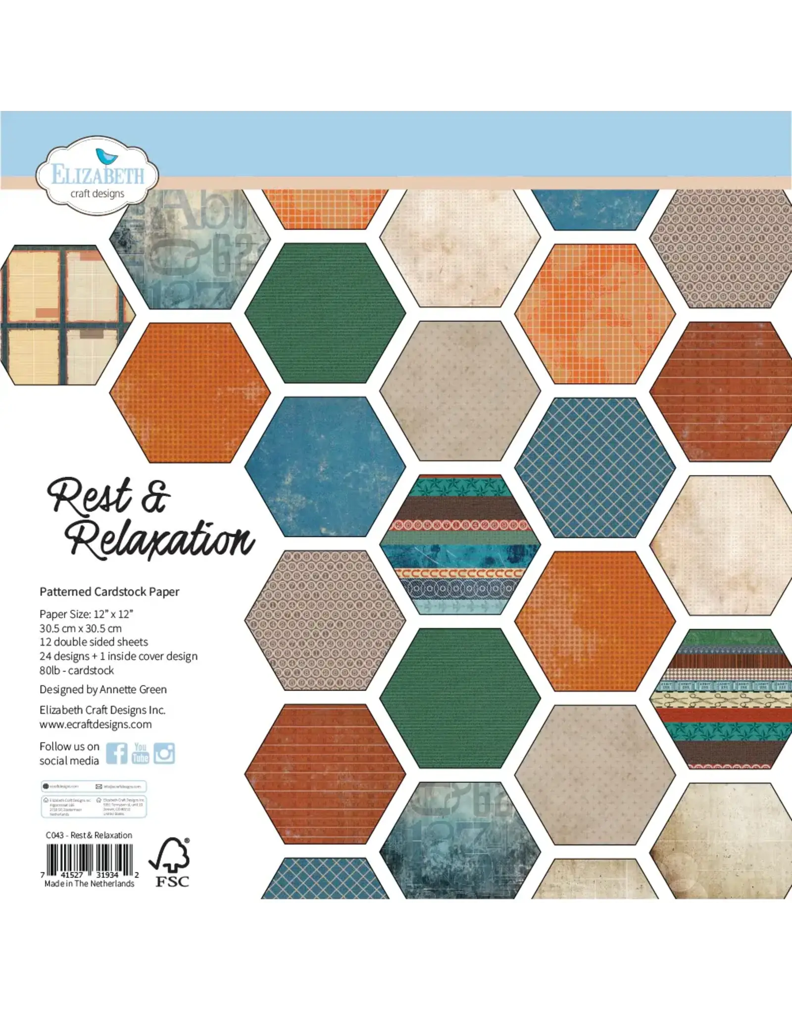 ELIZABETH CRAFT DESIGNS ELIZABETH CRAFT DESIGNS EVERYDAY MEMORIES REST & RELAXATION 12x12 PATTERENED PAPER PACK