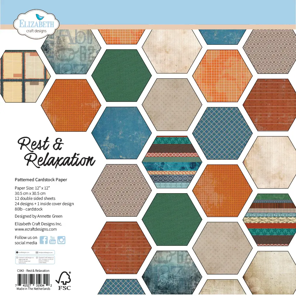 ELIZABETH CRAFT DESIGNS ELIZABETH CRAFT DESIGNS EVERYDAY MEMORIES REST & RELAXATION 12x12 PATTERENED PAPER PACK