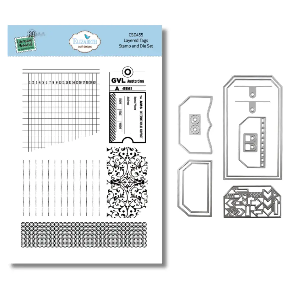 ELIZABETH CRAFT DESIGNS ELIZABETH CRAFT DESIGNS REST & RELAXATION LAYERED TAGS CLEAR STAMP AND DIE SET