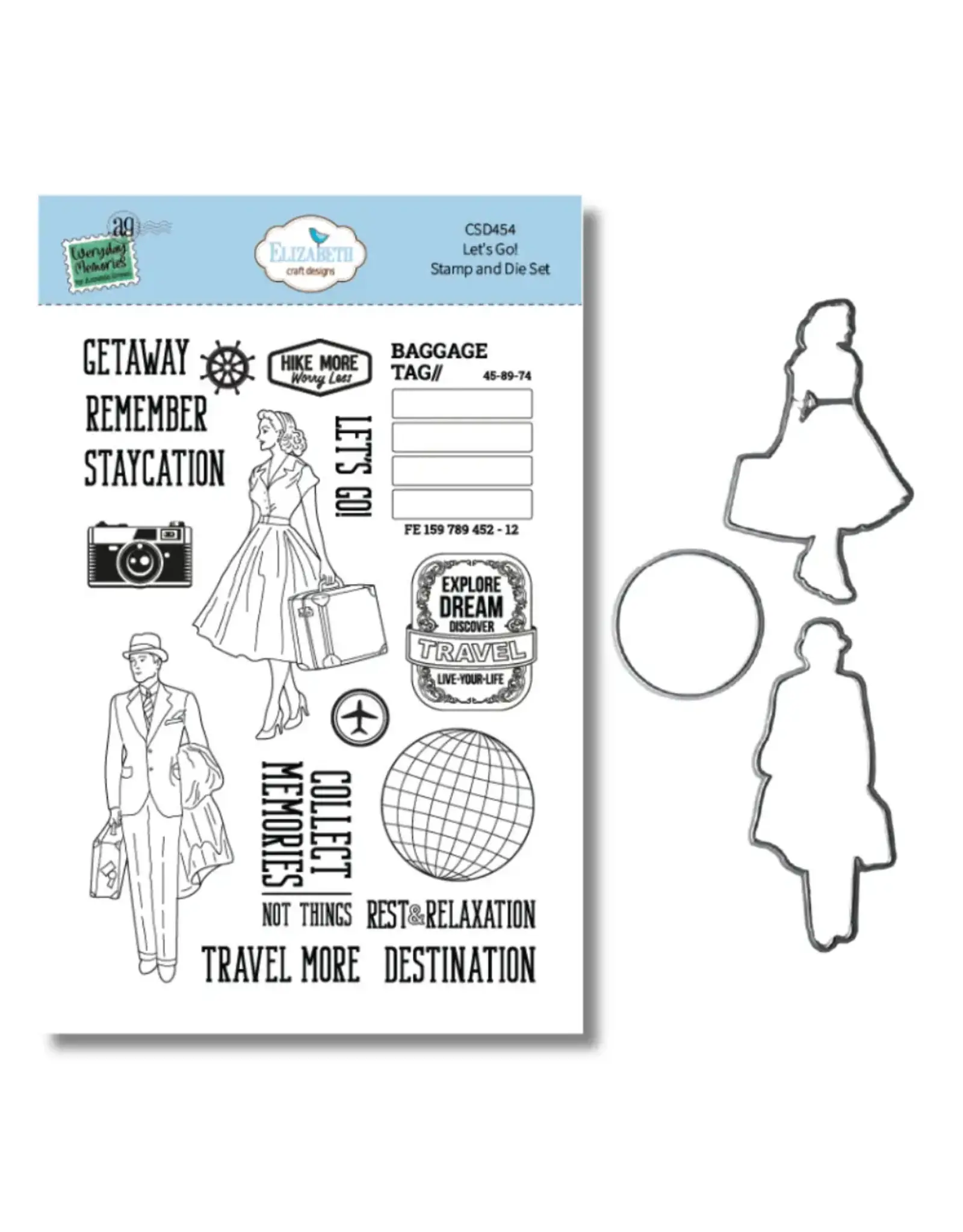 ELIZABETH CRAFT DESIGNS ELIZABETH CRAFT DESIGNS REST & RELAXATION LET'S GO! CLEAR STAMP AND DIE SET