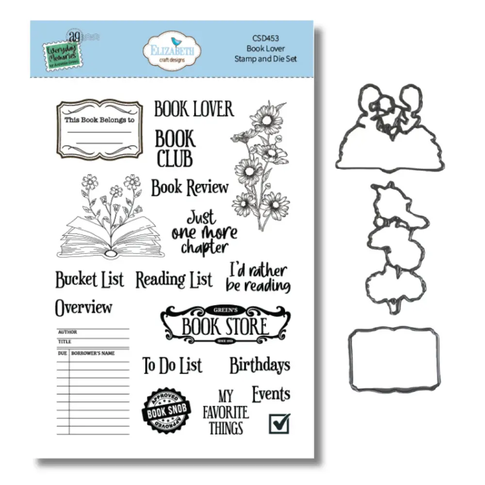 ELIZABETH CRAFT DESIGNS ELIZABETH CRAFT DESIGNS REST & RELAXATION BOOK LOVER CLEAR STAMP AND DIE SET