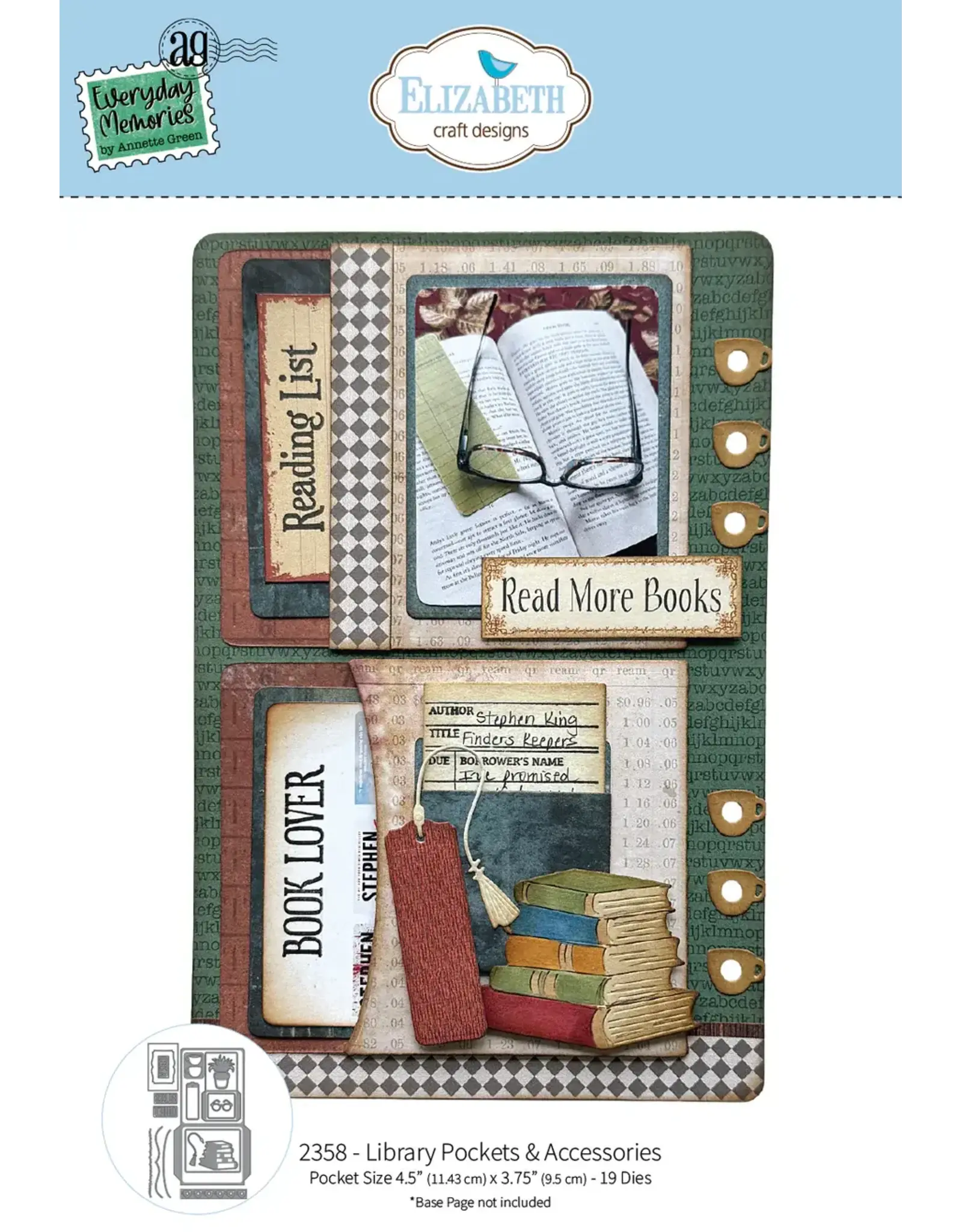 ELIZABETH CRAFT DESIGNS ELIZABETH CRAFT DESIGNS REST & RELAXATION LIBRARY POCKETS & ACCESSORIES DIE SET