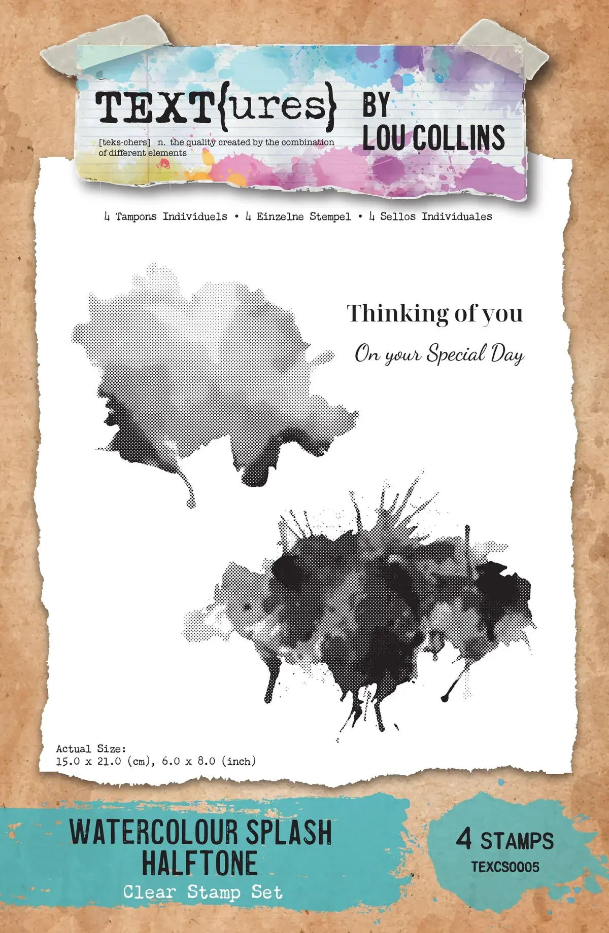 ARDEN CREATIVE STUDIO ARDEN CREATIVE STUDIO WATERCOLOUR SPLASH HALFTONE 6x8 CLEAR STAMP SET
