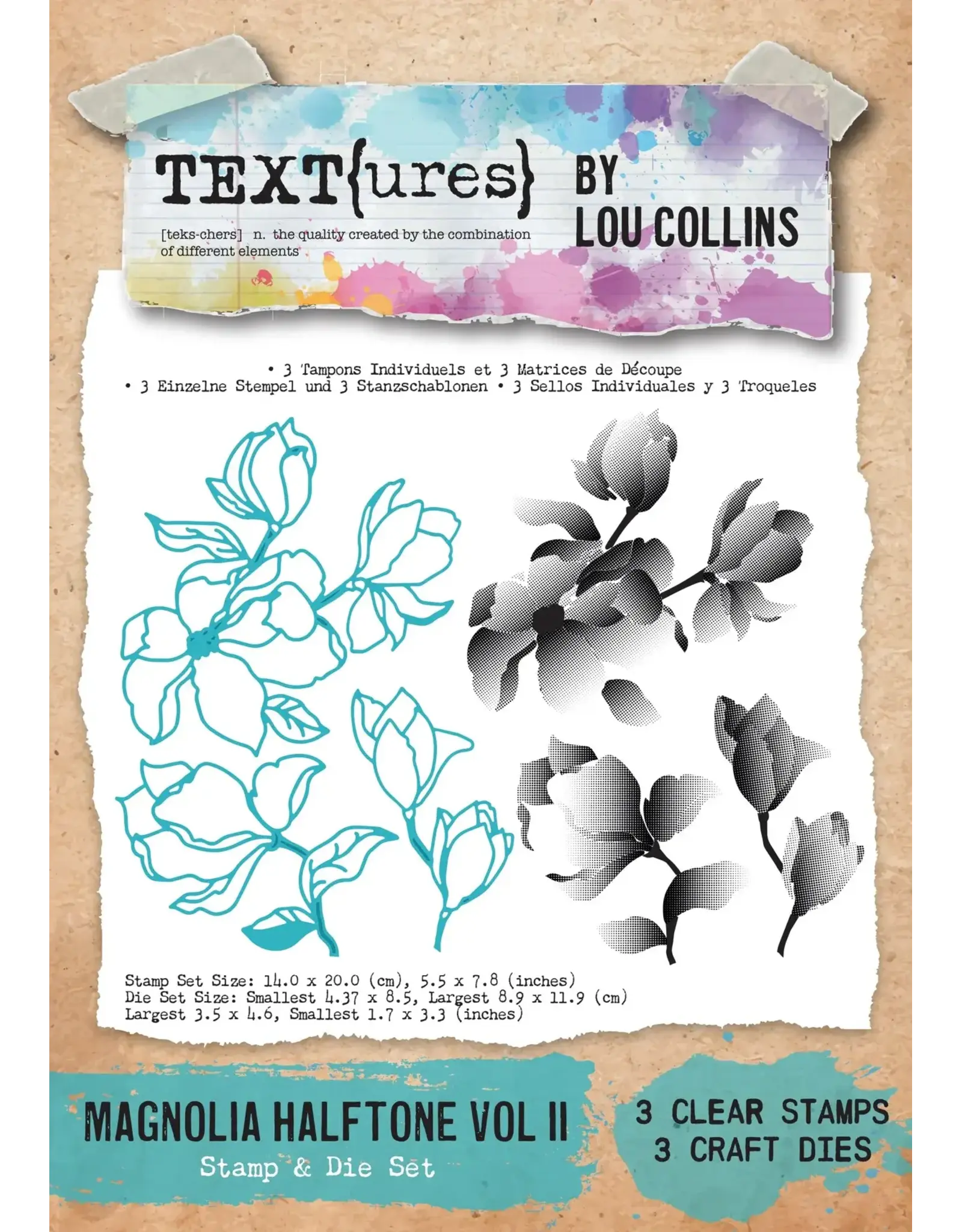 ARDEN CREATIVE STUDIO ARDEN CREATIVE STUDIO MAGNOLIA HALFTONE VOLUME 2 CLEAR STAMP AND DIE SET
