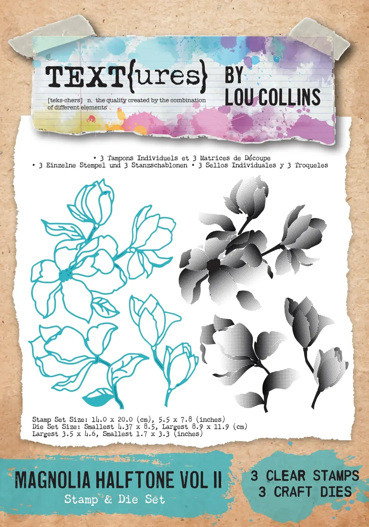 ARDEN CREATIVE STUDIO ARDEN CREATIVE STUDIO MAGNOLIA HALFTONE VOLUME 2 CLEAR STAMP AND DIE SET