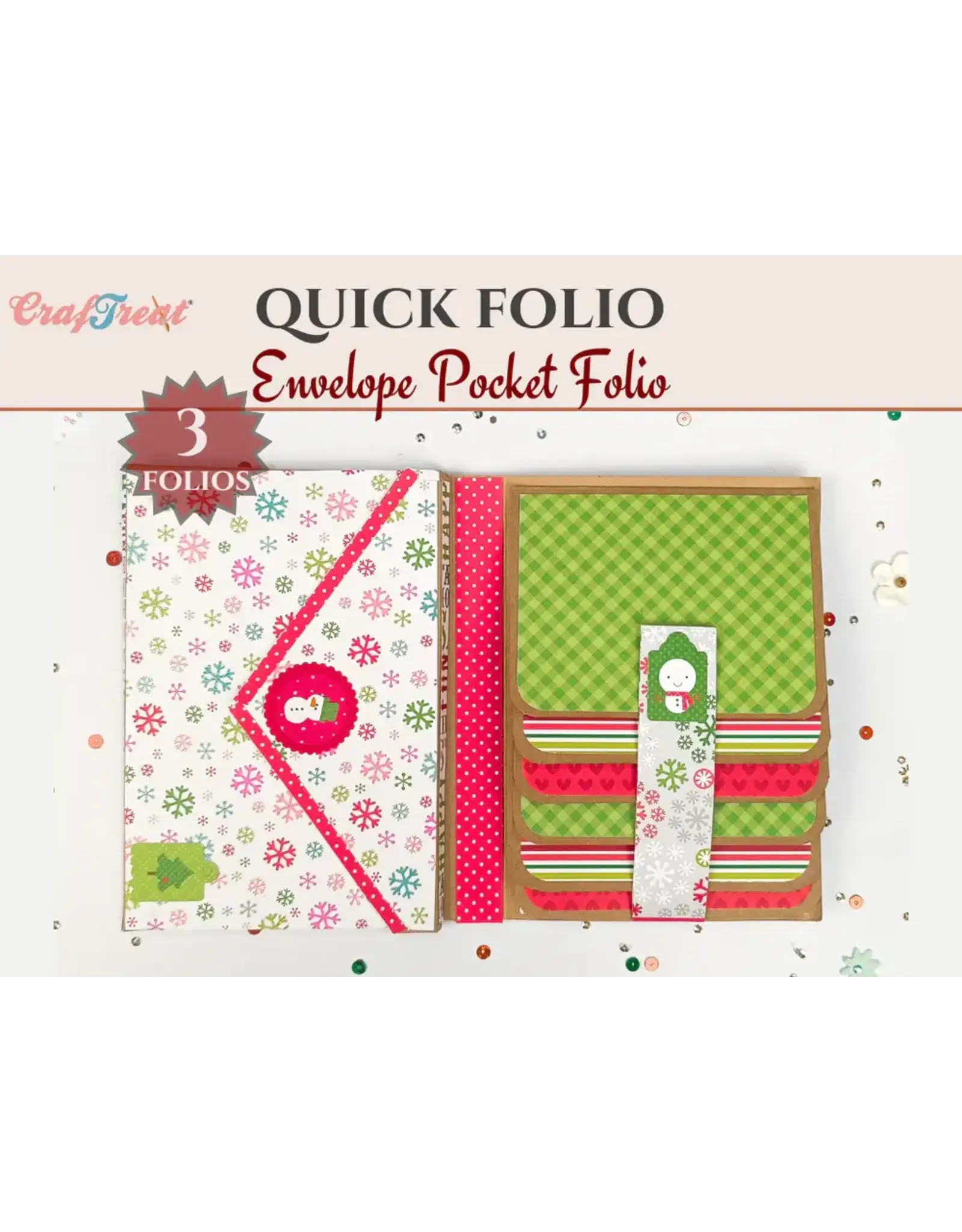 CRAFTREAT CRAFTREAT SCRAPBOOK BLANKS QUICK FOLIO ENVELOPE POCKET FOLIO - BLACK, KRAFT AND WHITE