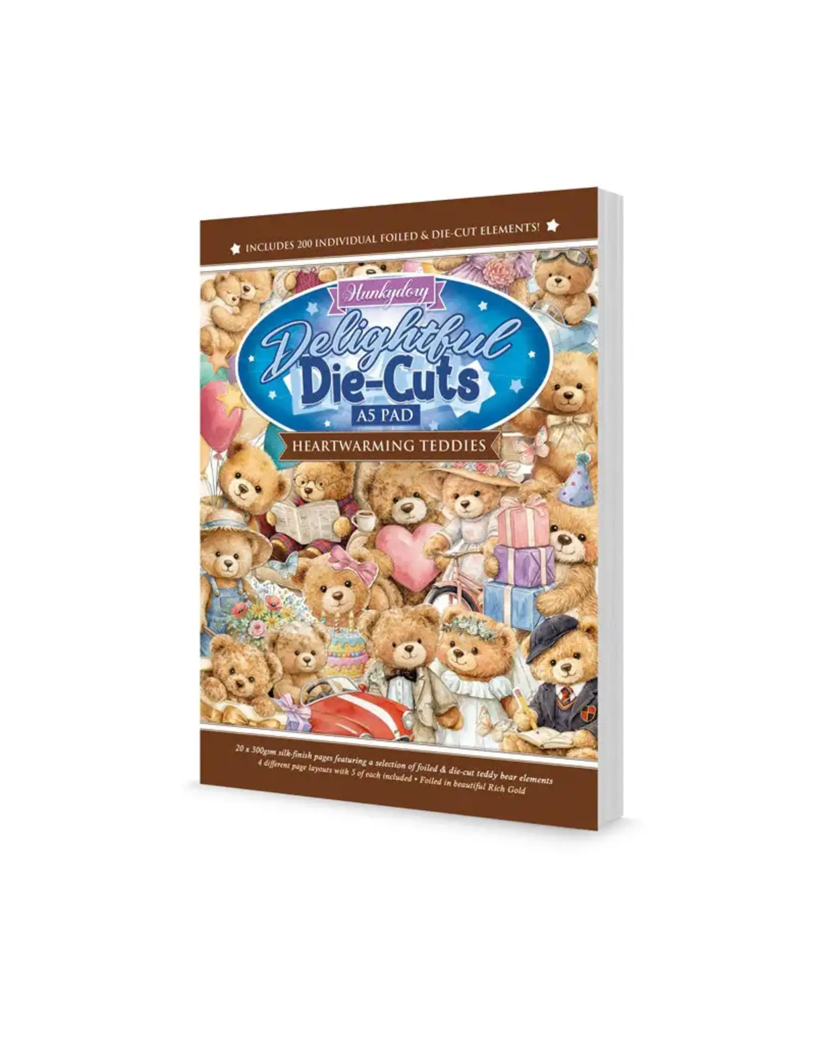 HUNKYDORY CRAFTS LTD. HUNKYDORY HEARTWARMING TEDDIES DELIGHTFUL DIE-CUTS A5 PAD