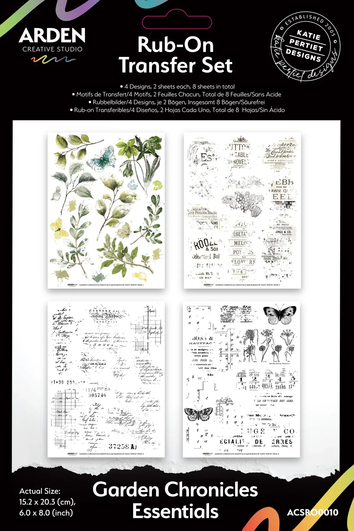 ARDEN CREATIVE STUDIO ARDEN CREATIVE STUDIO GARDEN CHRONICLES ESSENTIALS 6x8 RUB-ONS