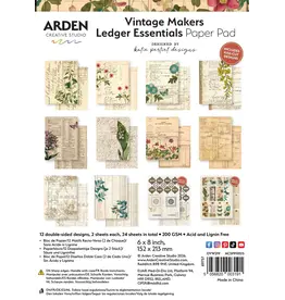 ARDEN CREATIVE STUDIO ARDEN CREATIVE STUDIO VINTAGE MAKERS LEDGER ESSENTIALS 6x8 PAPER PAD