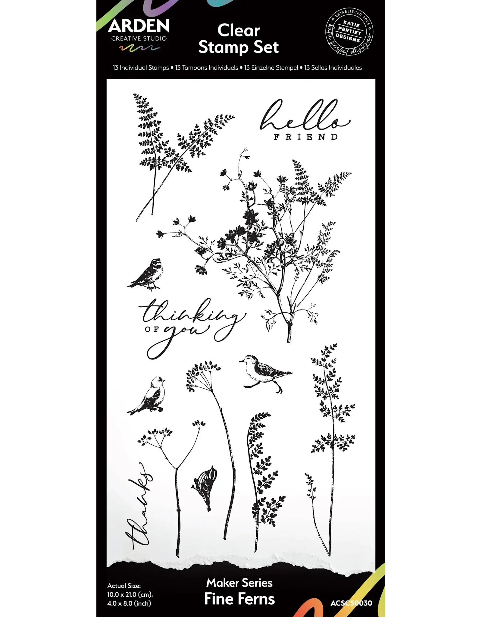 ARDEN CREATIVE STUDIO ARDEN CREATIVE STUDIO MAKER SERIES FINE FERNS 4x8 CLEAR STAMP SET