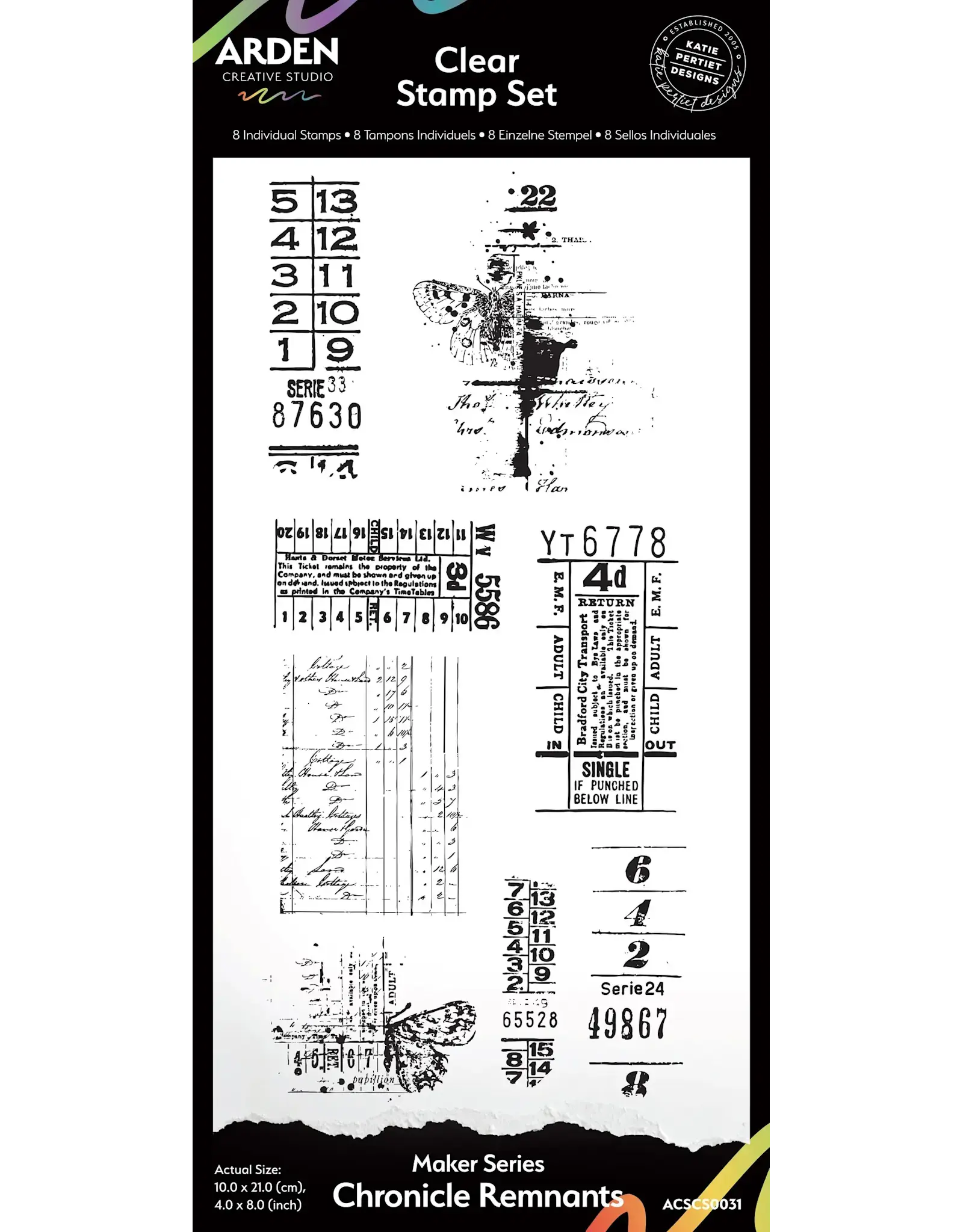 ARDEN CREATIVE STUDIO ARDEN CREATIVE STUDIO MAKER SERIES CHRONICLES REMNANTS 4x8 CLEAR STAMP SET