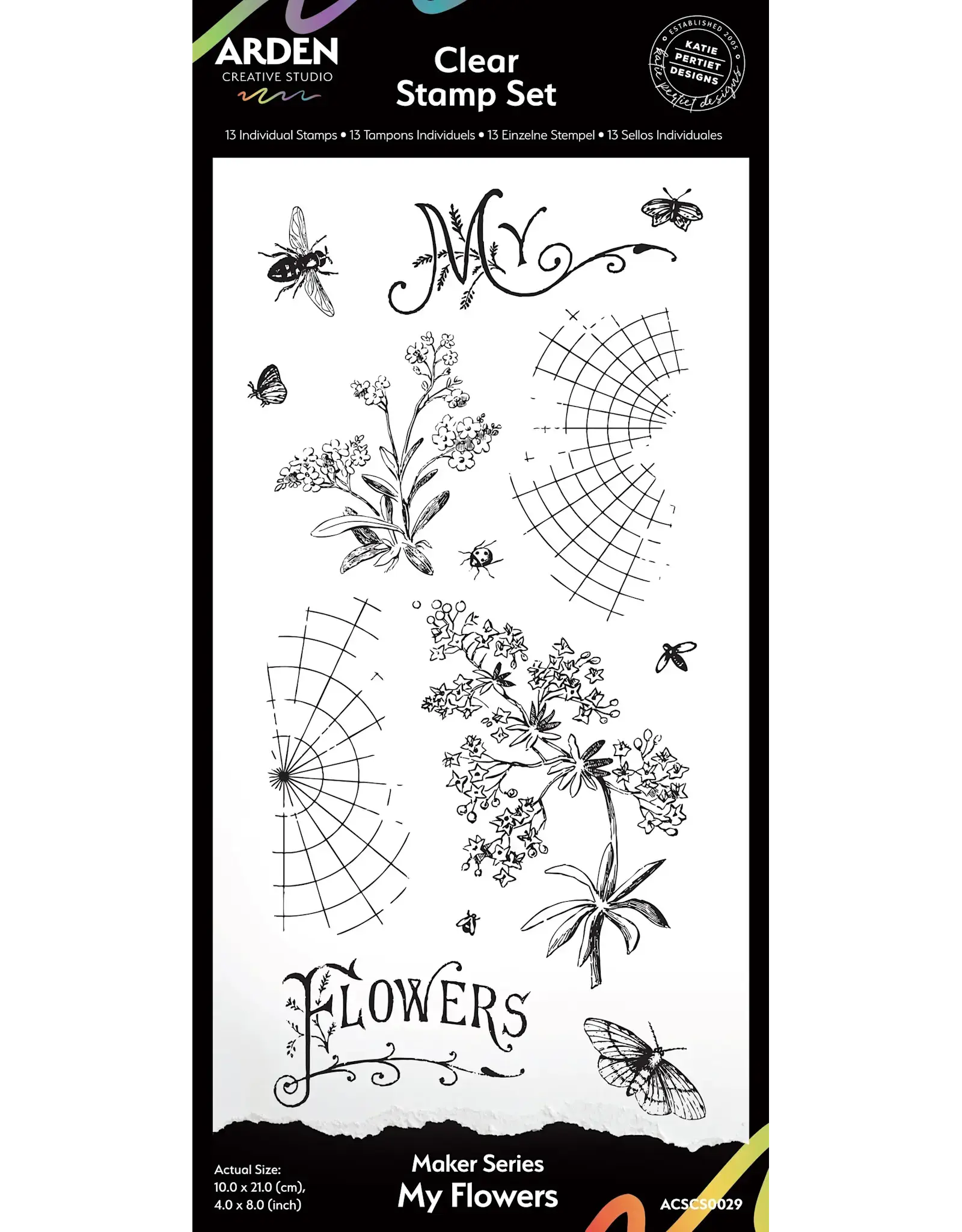ARDEN CREATIVE STUDIO ARDEN CREATIVE STUDIO MAKER SERIES MY FLOWERS 4x8 CLEAR STAMP SET