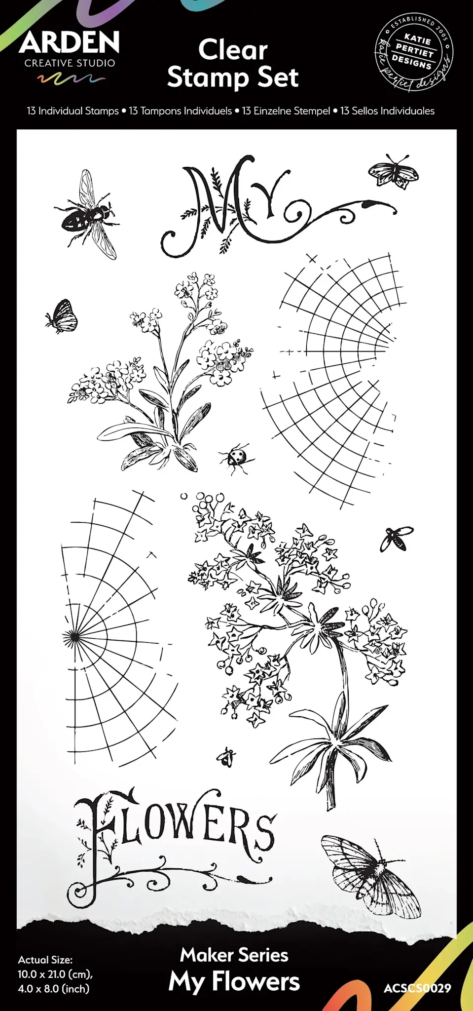 ARDEN CREATIVE STUDIO ARDEN CREATIVE STUDIO MAKER SERIES MY FLOWERS 4x8 CLEAR STAMP SET
