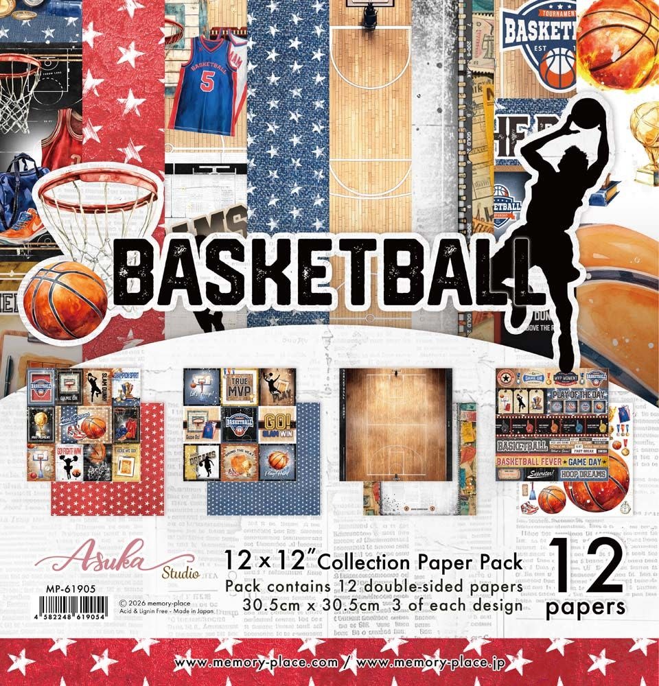 MEMORY-PLACE BASKETBALL 12x12 COLLECTION PACK 12 SHEETS