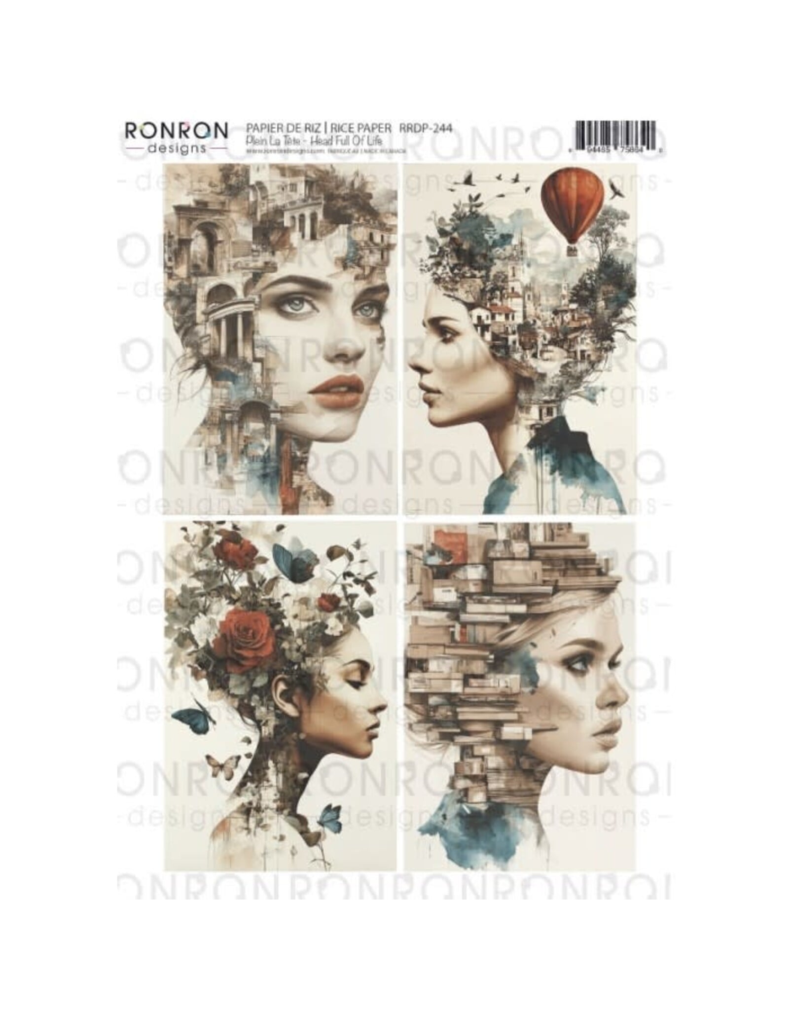 RONRON DESIGNS RONRON DESIGNS PLEIN LA TÊTE RICE PAPER