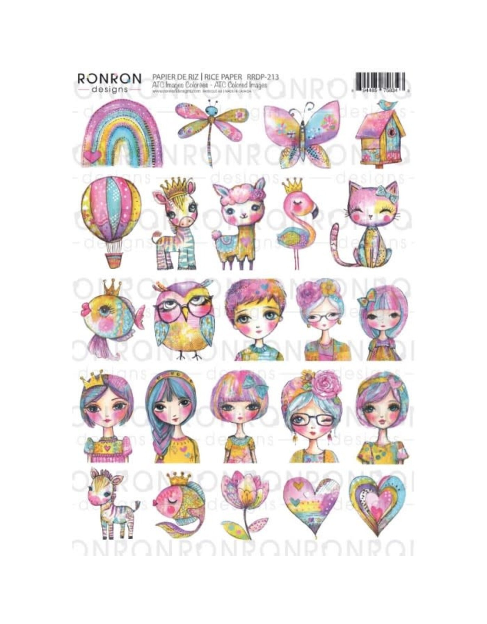 RONRON DESIGNS RONRON DESIGNS ATC IMAGES COLORÉES RICE PAPER
