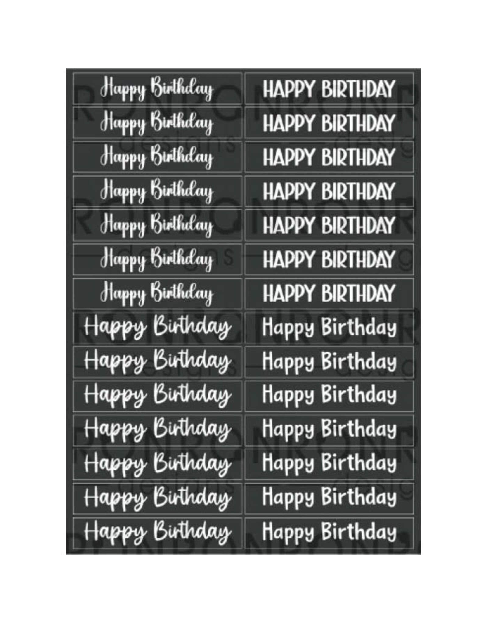 RONRON DESIGNS RONRON DESIGNS HAPPY BIRTHDAY 4 FONTS - BLACK STICKERS