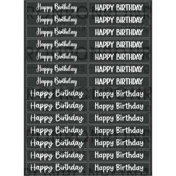 RONRON DESIGNS RONRON DESIGNS HAPPY BIRTHDAY 4 FONTS - BLACK STICKERS