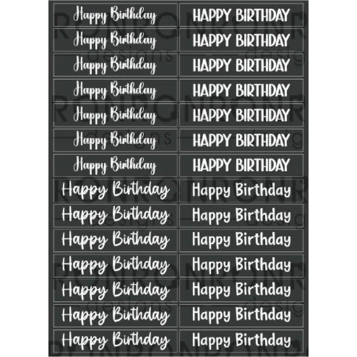 RONRON DESIGNS RONRON DESIGNS HAPPY BIRTHDAY 4 FONTS - BLACK STICKERS