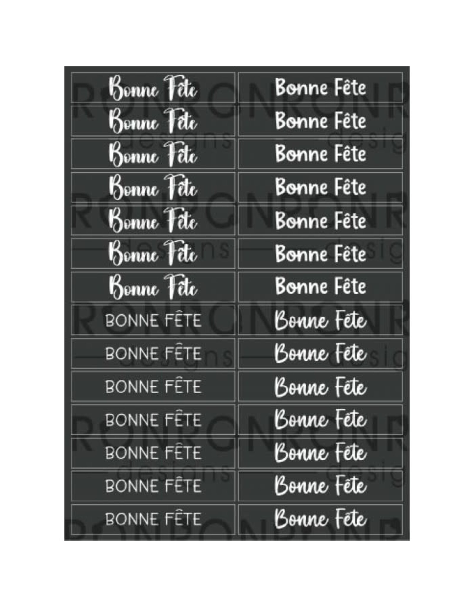 RONRON DESIGNS RONRON DESIGNS BONNE FÊTE 4 FONTS - BLACK STICKERS