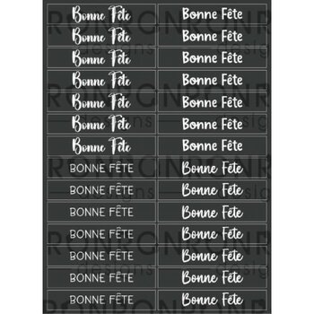 RONRON DESIGNS RONRON DESIGNS BONNE FÊTE 4 FONTS - BLACK STICKERS