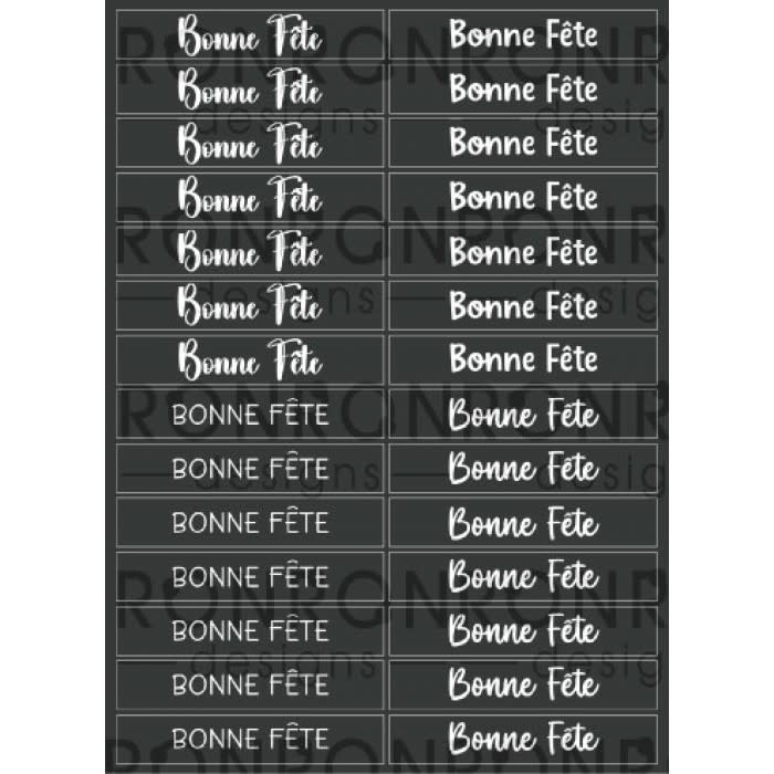 RONRON DESIGNS RONRON DESIGNS BONNE FÊTE 4 FONTS - BLACK STICKERS