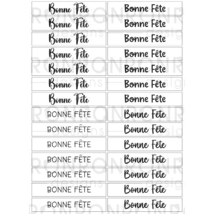 RONRON DESIGNS RONRON DESIGNS BONNE FÊTE 4 FONTS - WHITE STICKERS