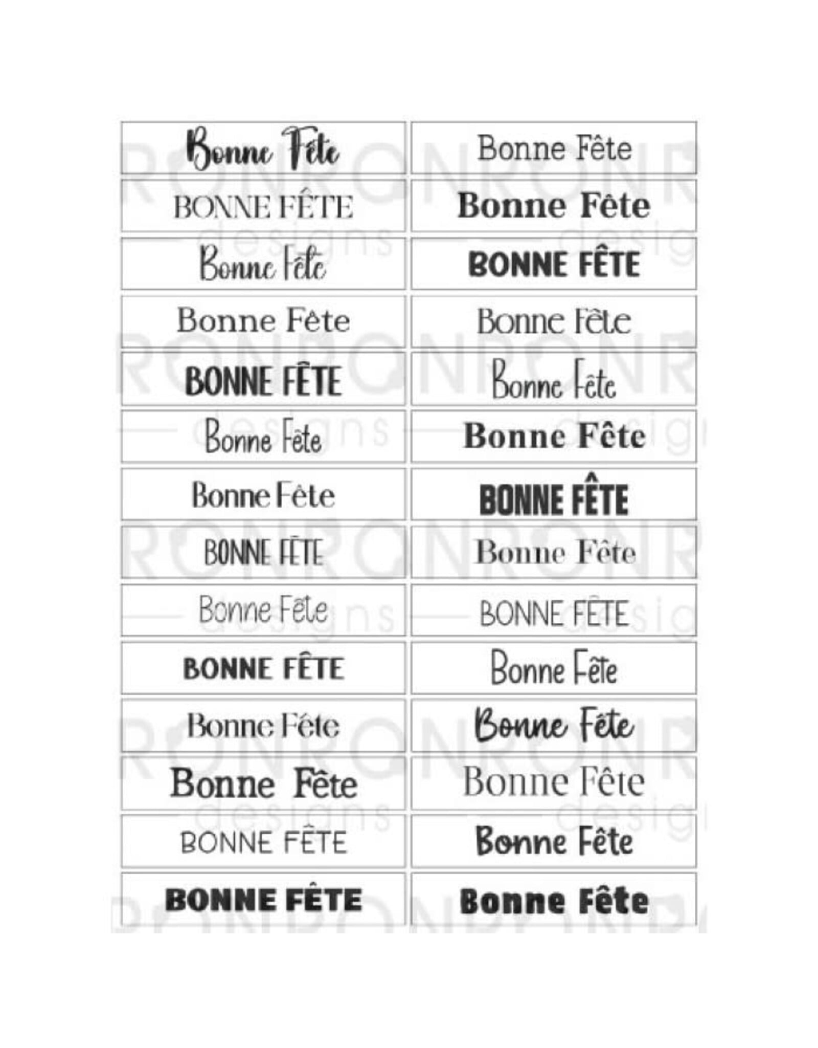 RONRON DESIGNS RONRON DESIGNS BONNE FÊTE - WHITE STICKERS