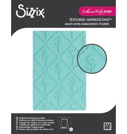 SIZZIX SIZZIX CATHERINE POOLER SCALLOP FRAM FLORALS TEXTURED IMPRESSIONS MULTI LEVEL EMBOSSING FOLDER