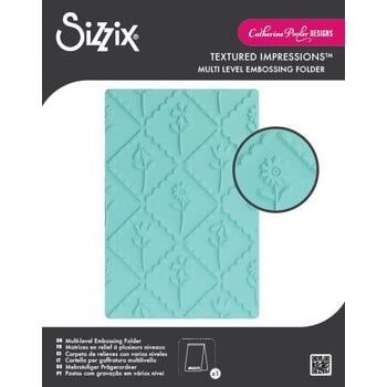 SIZZIX SIZZIX CATHERINE POOLER SCALLOP FRAM FLORALS TEXTURED IMPRESSIONS MULTI LEVEL EMBOSSING FOLDER