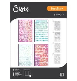 SIZZIX SIZZIX VICKI BOUTIN WORDS AND NUMBERS A5 STENCIL SET 4/PK