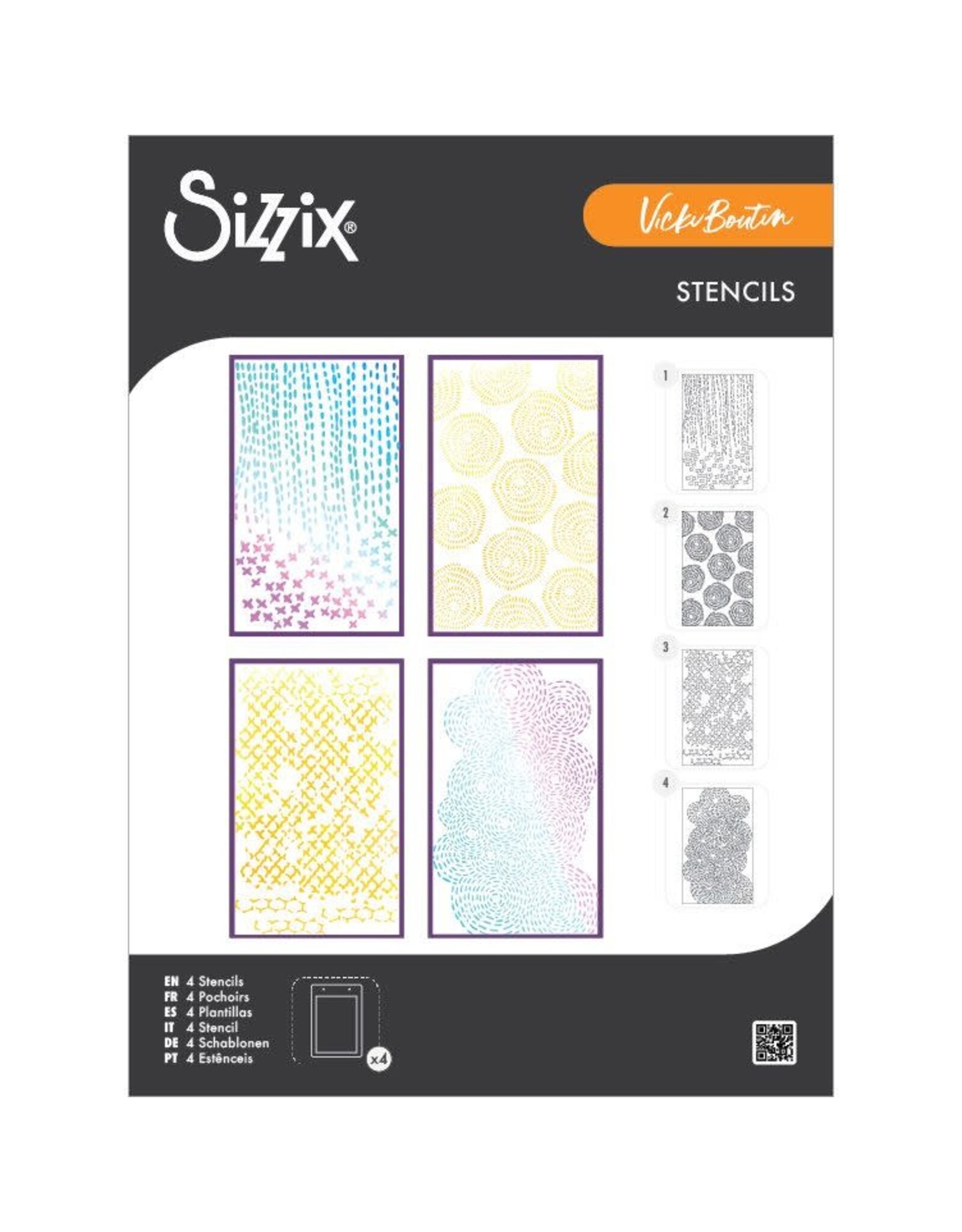 SIZZIX SIZZIX VICKI BOUTIN STITCHED FLORALS A5 STENCIL SET 4/PK