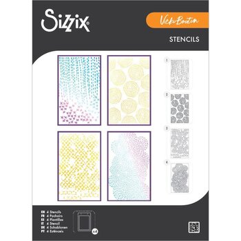SIZZIX SIZZIX VICKI BOUTIN STITCHED FLORALS A5 STENCIL SET 4/PK