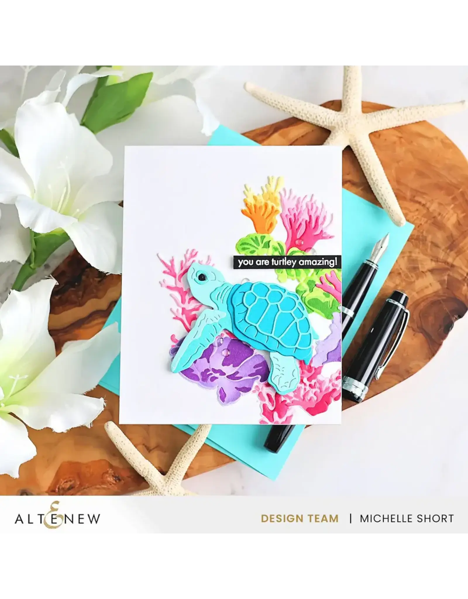 ALTENEW ALTENEW CRAFT YOUR LIFE PROJECT KIT: CORAL REEF WONDERS CLEAR STAMP, STENCIL SET, 3D EMBOSSING FOLDER AND DIE SET BUNDLE