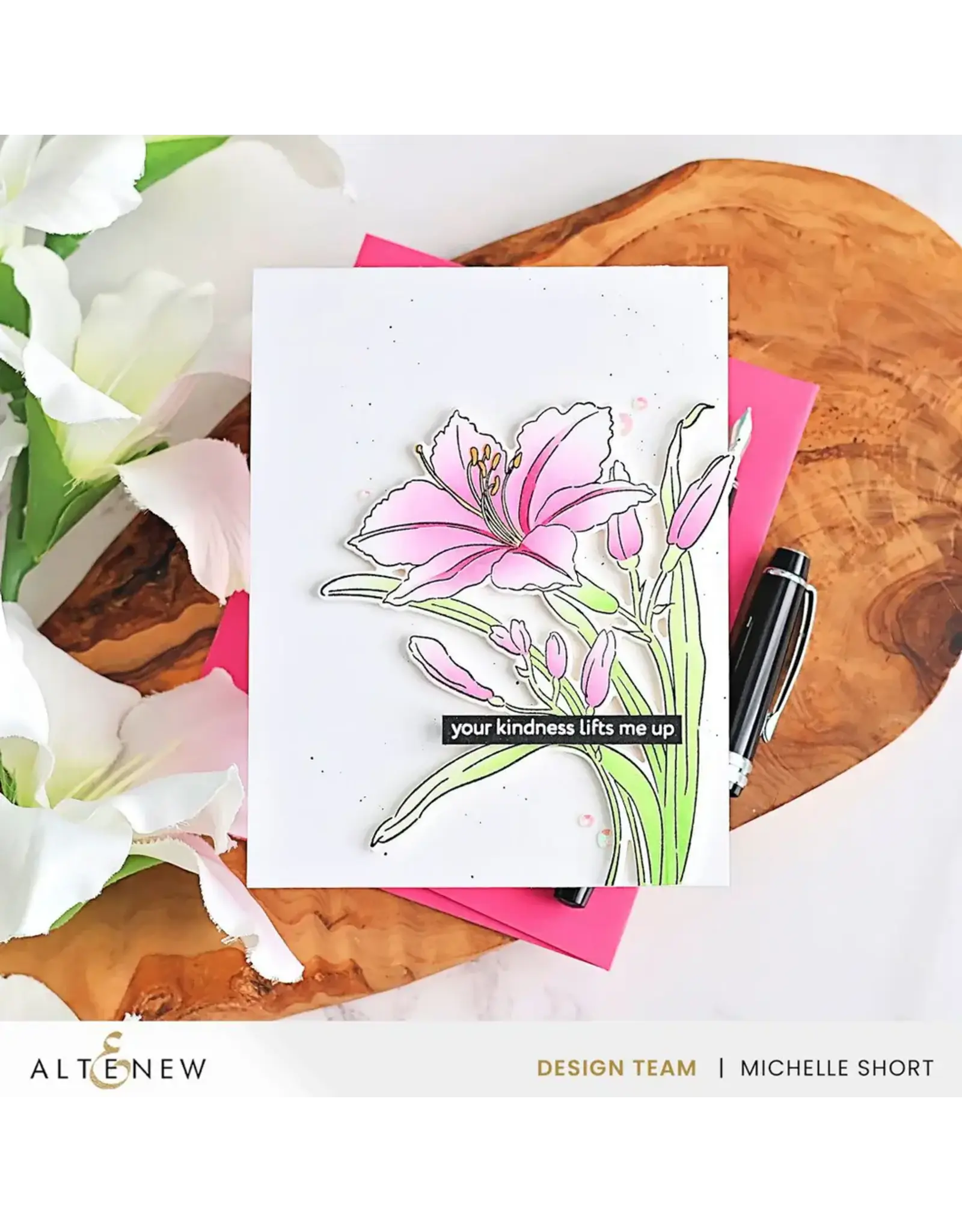 ALTENEW ALTENEW BUILD-A-GARDEN LEANING LILY CLEAR STAMP, DIE SET AND STENCIL SET BUNDLE