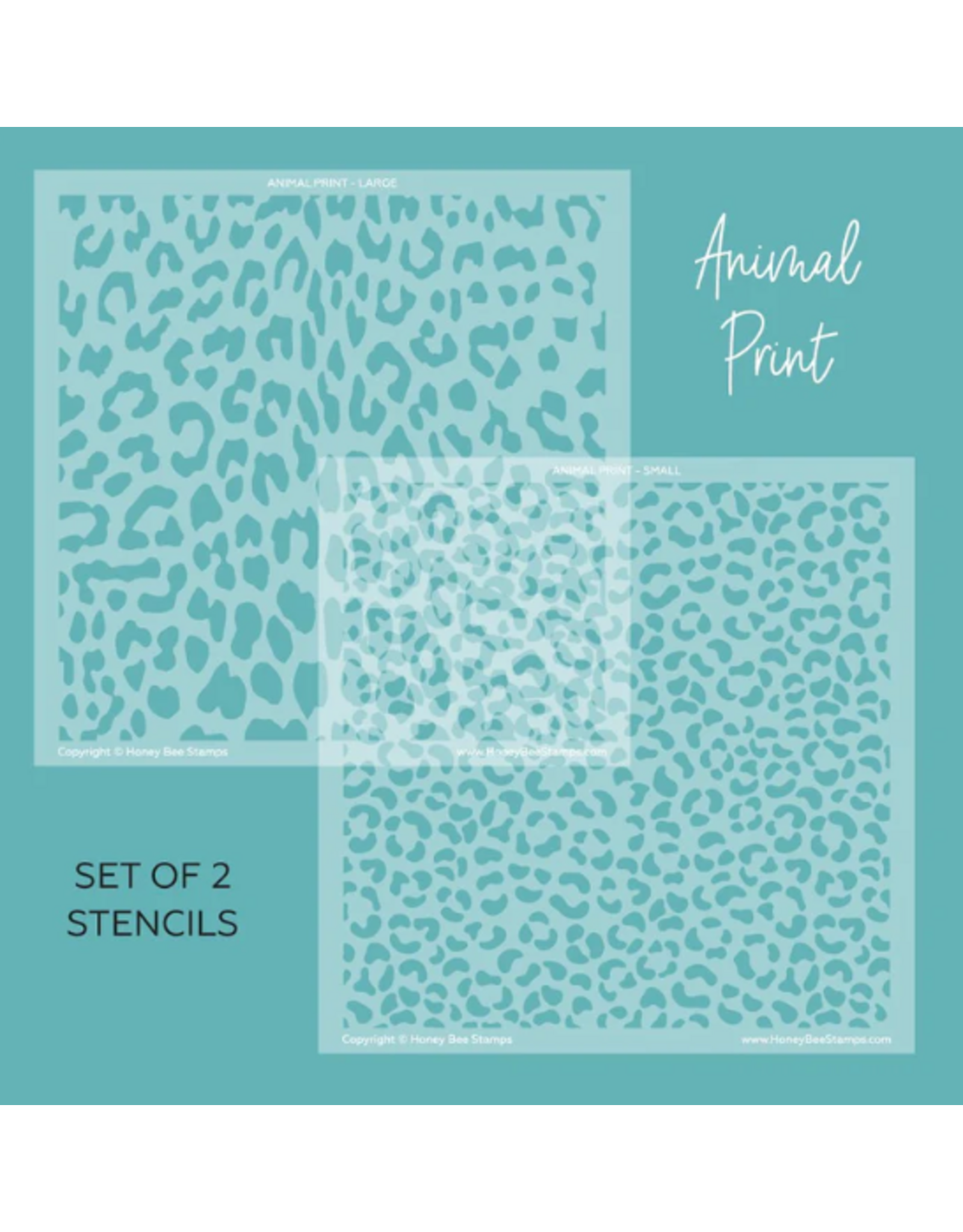 HONEY BEE HONEY BEE STAMPS ANIMAL PRINTS 6x6 BACKGROUND STENCIL SET 2/PK