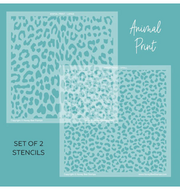 HONEY BEE HONEY BEE STAMPS ANIMAL PRINTS 6x6 BACKGROUND STENCIL SET 2/PK