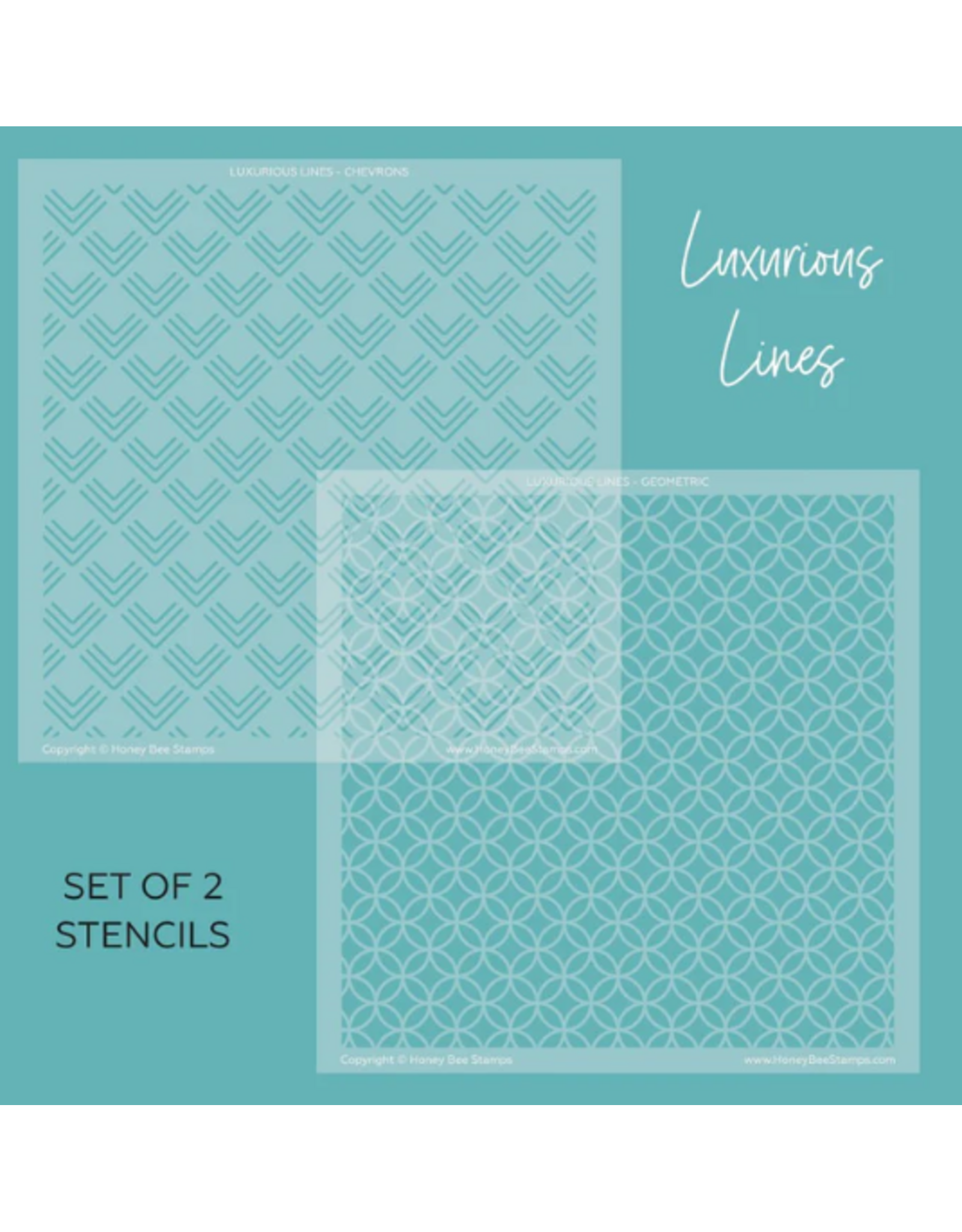 HONEY BEE HONEY BEE STAMPS LUXURIOUS LINESS 6x6 BACKGROUND STENCIL SET 2/PK