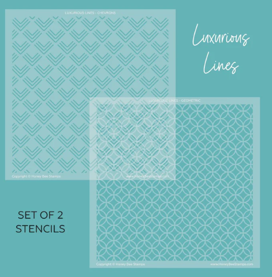 HONEY BEE HONEY BEE STAMPS LUXURIOUS LINESS 6x6 BACKGROUND STENCIL SET 2/PK